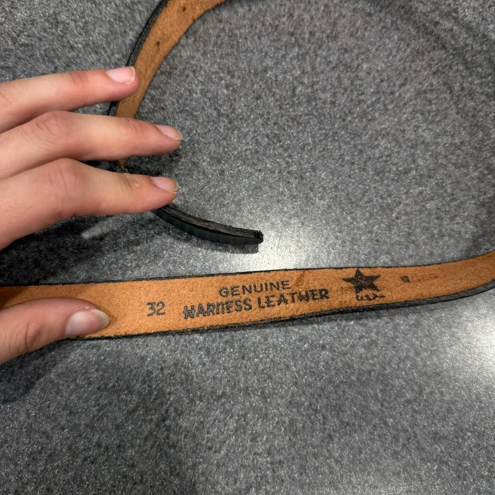 Harness Leather Belt Mens 32 Black Good Made in USA Workwear Western